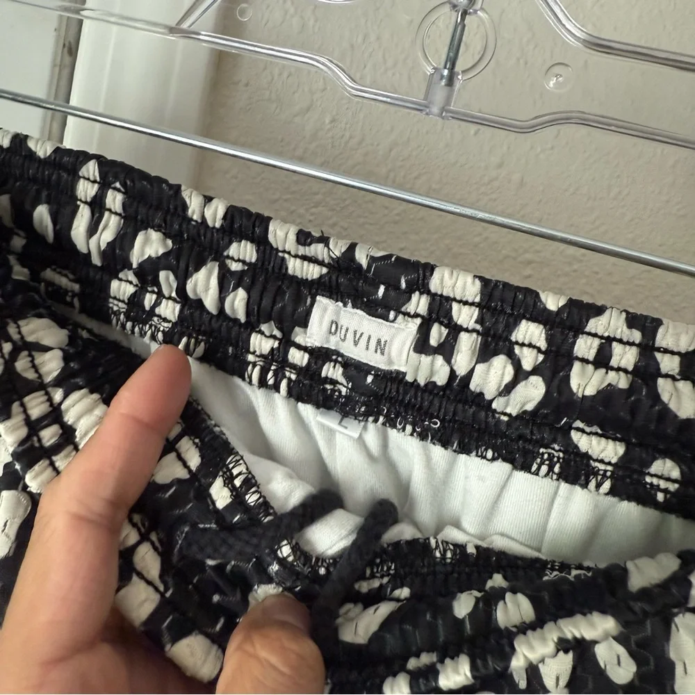 DUVIN black and white leopard cheetah‎ animal elastic waist mesh shorts